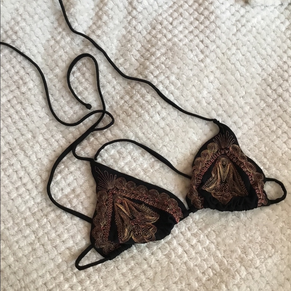 H&M | embroidered metallic bikini top
